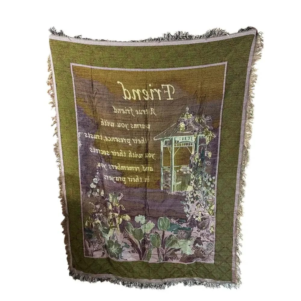 True Friend Garden Tapestry Throw Blanket - Vintage Design - Cotton